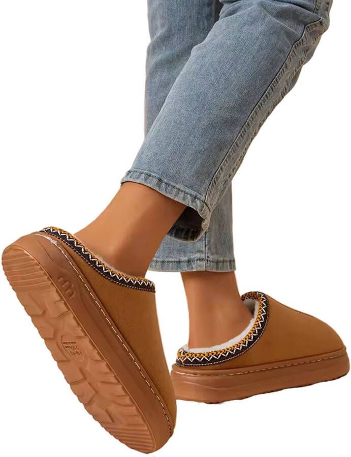 RedParrot Warme dames sloffen Pluche gevoerd Slipper Suede Anti-slip