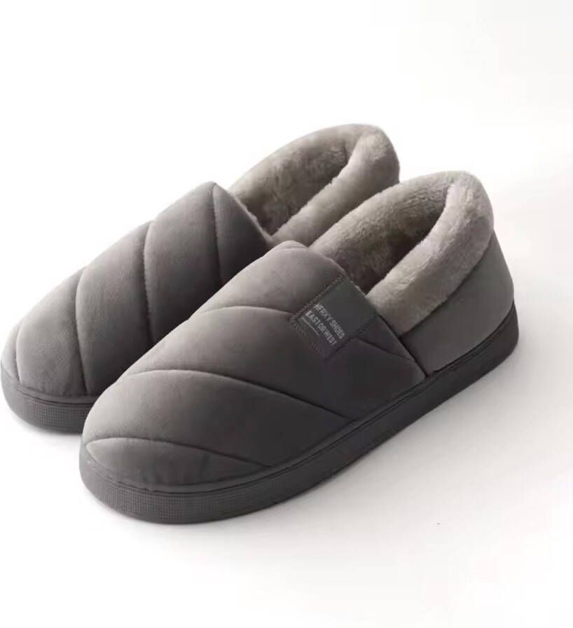 RedParrot Warme Pantoffels Instappers Imitatie Bont Grijs Mode Unisex Anti Slip