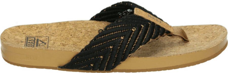 Reef Cushion Strand Dames Slippers Black Natural