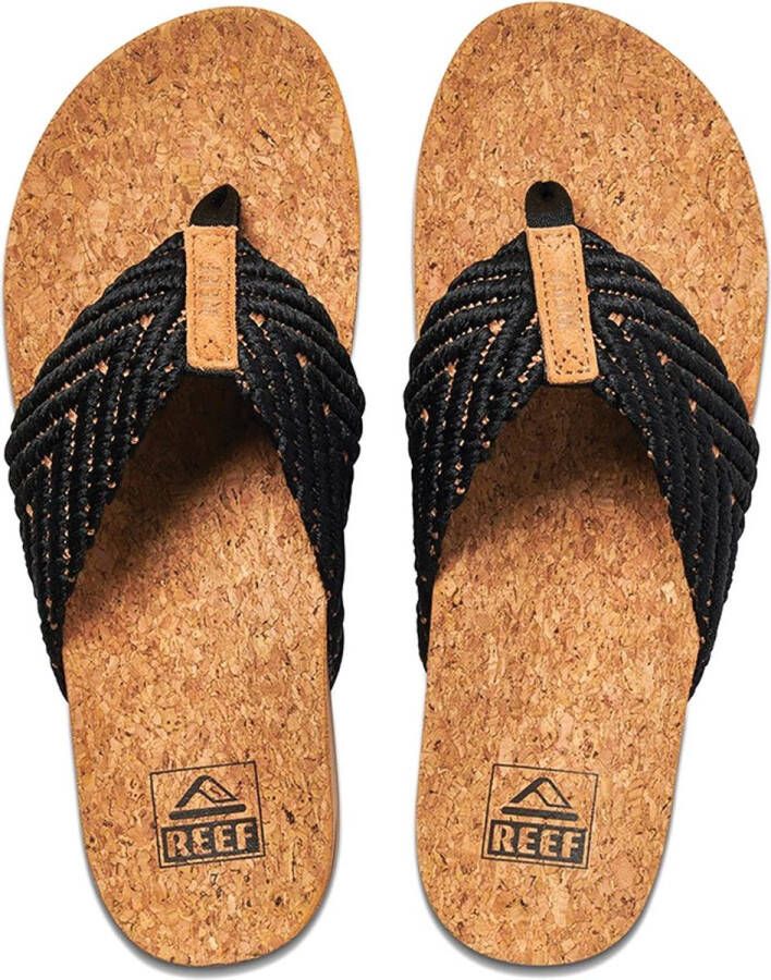 Reef Cushion Strand Dames Slippers Black Natural