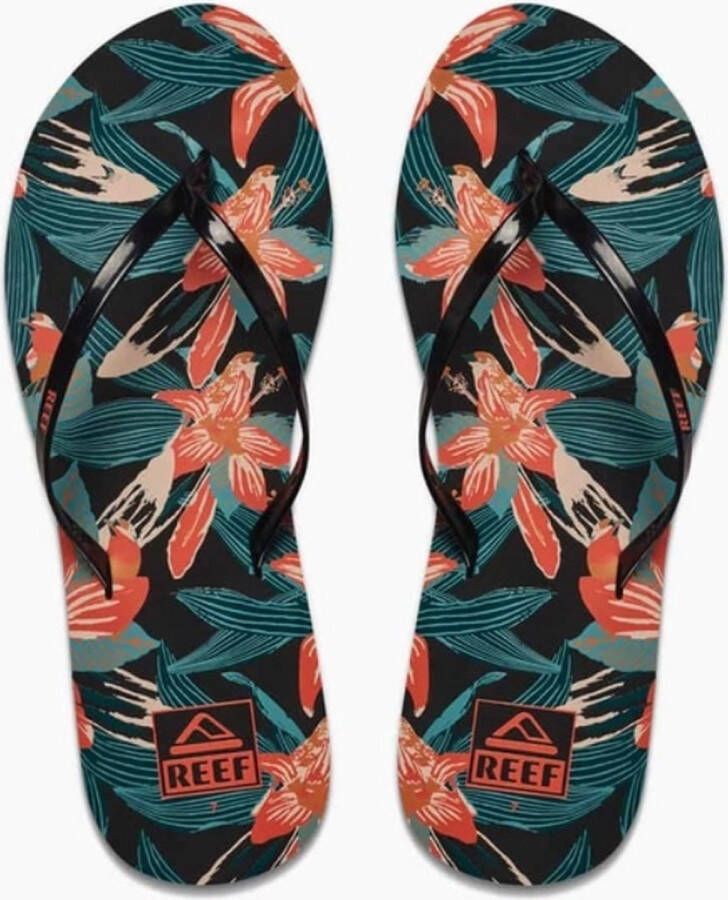 Reef Dames Bliss-Full Slippers Black Hibiscus