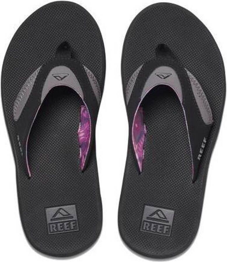 Reef Fanningblack Grey Dames Slippers Zwart Grijs