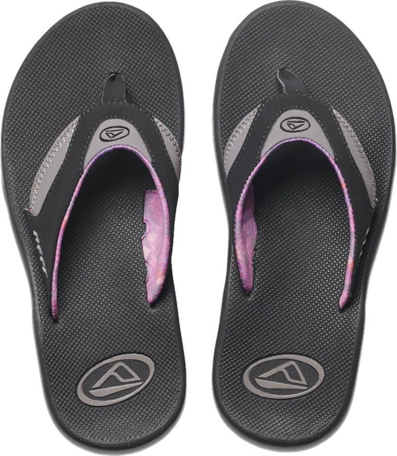 Reef Fanningblack Grey Dames Slippers Zwart Grijs