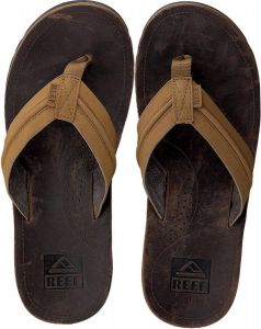 Reef Heren Voyage Lux Slippers Dark Brown Light Brown 25cm