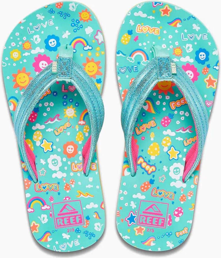 Reef Kids Ahi Love Rainbow Meisjes Slippers Multicolour