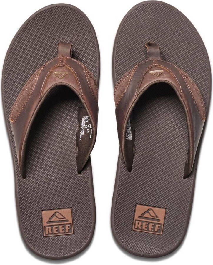 Reef Leather Fanning Heren Slippers Bronze