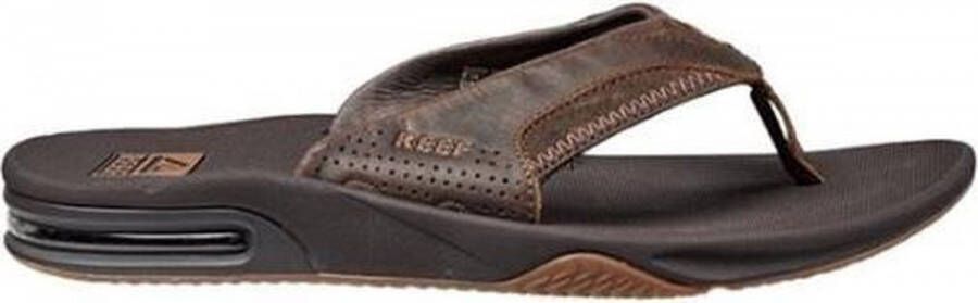 Reef Leather Fanning Heren Slippers Dark Brown