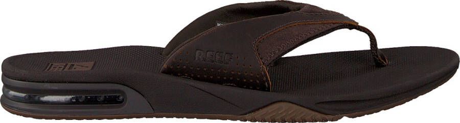 Reef Leather Fanning Heren Slippers Dark Brown