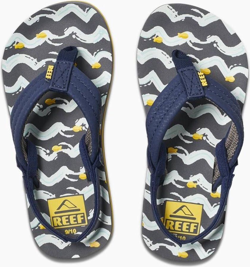 Reef Little Ahi Jongens Slippers Navy Yellw Fish