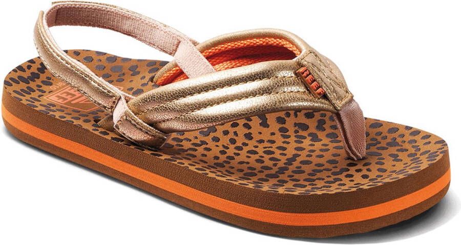 Reef Kids Ahi Wild teenslippers met hielbandje bruin goud Meisjes EVA 25