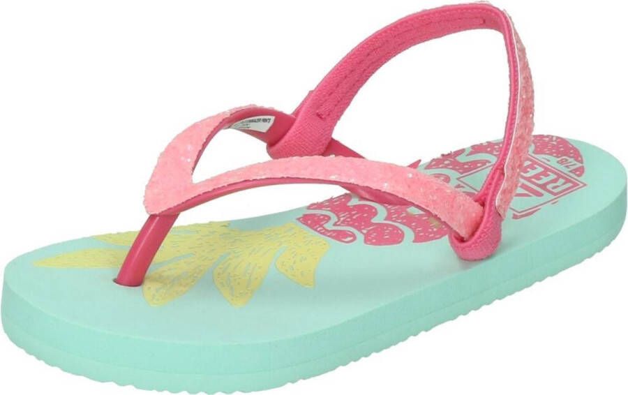 Reef Little Stargazer Prints teenslippers met glitters roze blauw