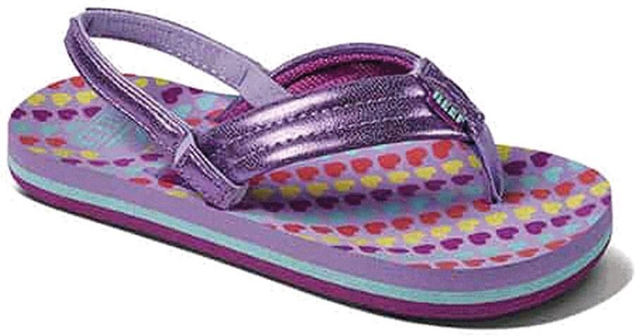 Reef Kids Ahi Hearts teenslippers met hielbandje lila
