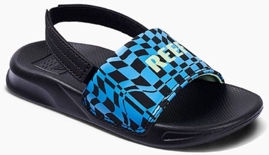 Reef Swell Checkers badslippers met hielbandje blauw