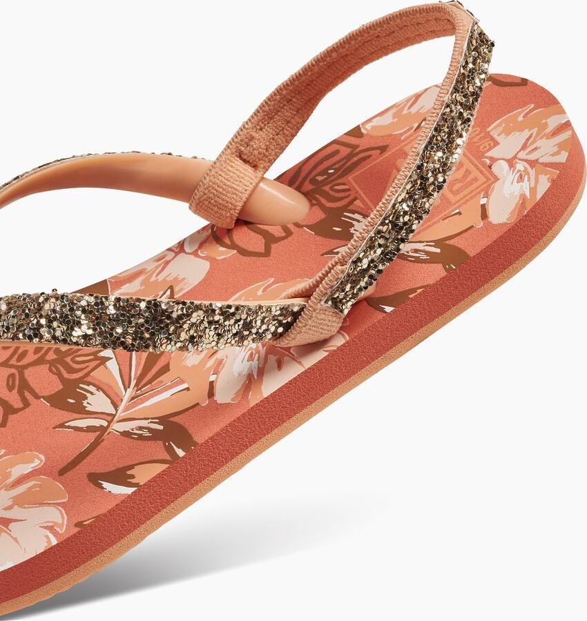 Reef Little Stargazer Prints Monstera sandalen met glitters oranje - Foto 3