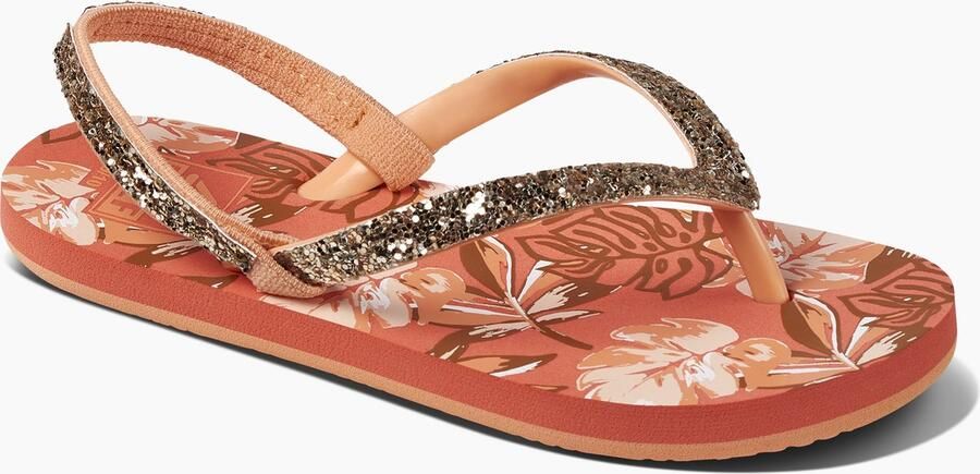 Reef Little Stargazer Prints Monstera sandalen met glitters oranje - Foto 5