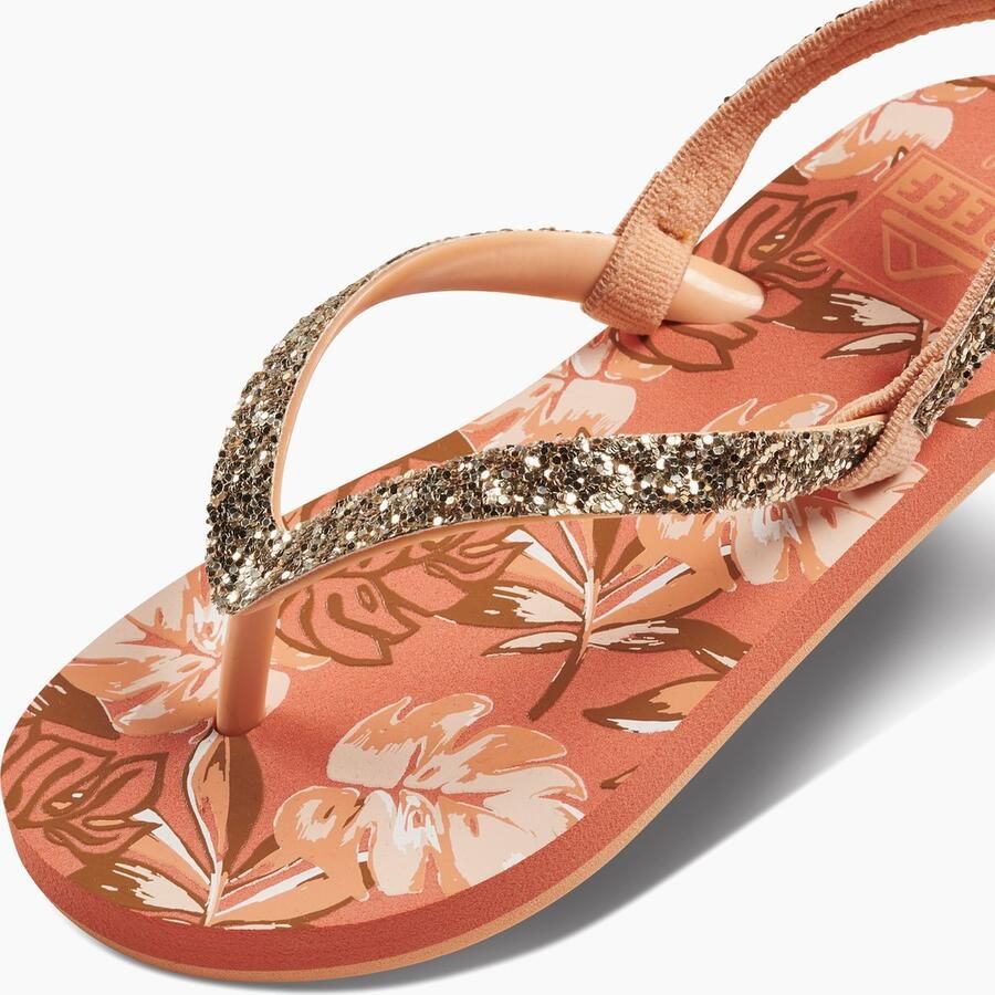Reef Little Stargazer Prints Monstera sandalen met glitters oranje - Foto 2