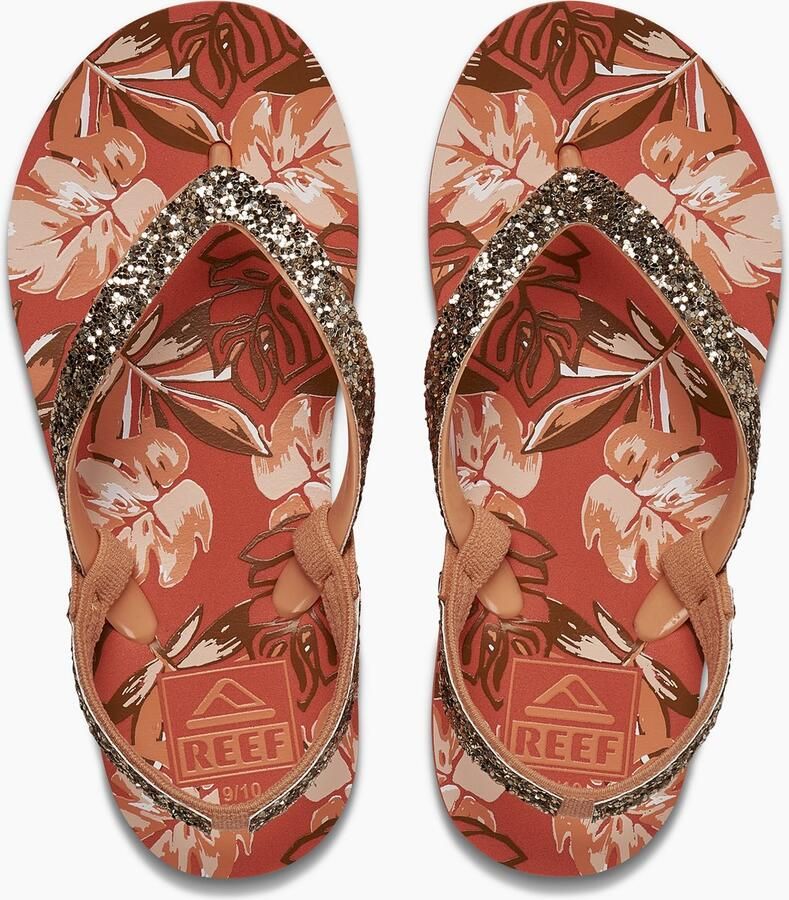 Reef Little Stargazer Prints Monstera sandalen met glitters oranje - Foto 4