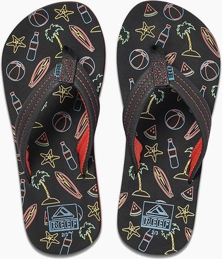 Reef Slipper Little Kids Ahi Glow Neon Beach - Foto 2
