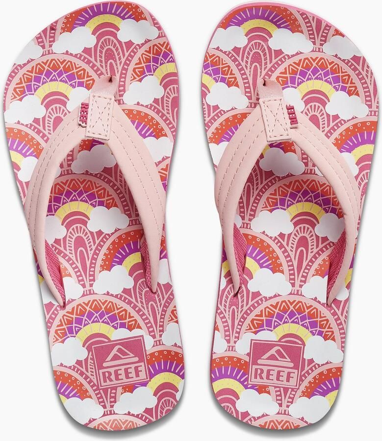 Reef Kids Ahi Unisex Slippers Rainbows And Clouds