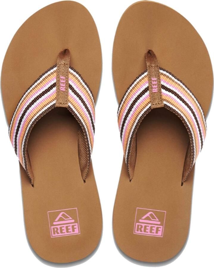 Reef Spring Woven Smoothie Stripe Dames Slippers Cogna Roze - Foto 2