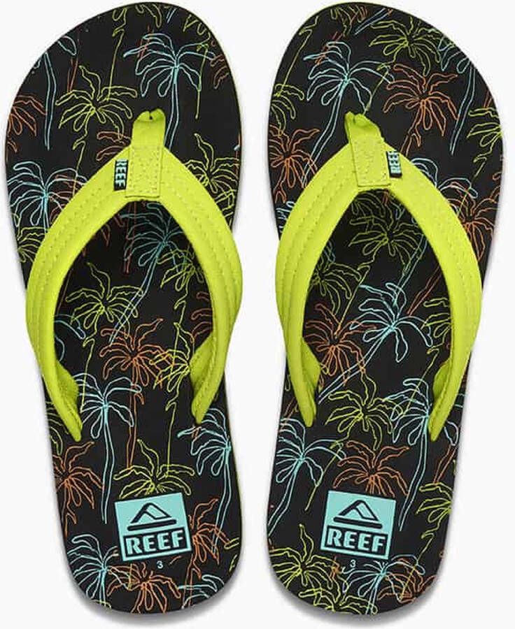 Reef Kids Ahi Neon Palm teenslippers limegroen