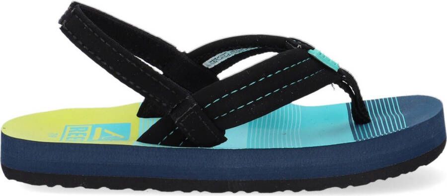 Reef Little Ahi teenslippers met hielbandje zwart aqua Blauw Jongens EVA 25-26