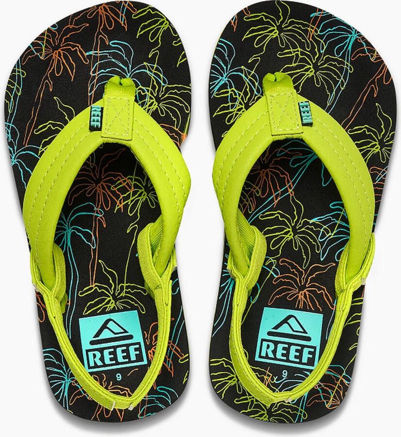 Reef Kids Ahi teenslippers met hielbandje limegeel Textiel 23