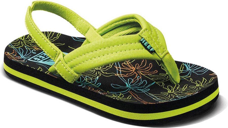 Reef Kids Ahi teenslippers met hielbandje limegeel Textiel 21