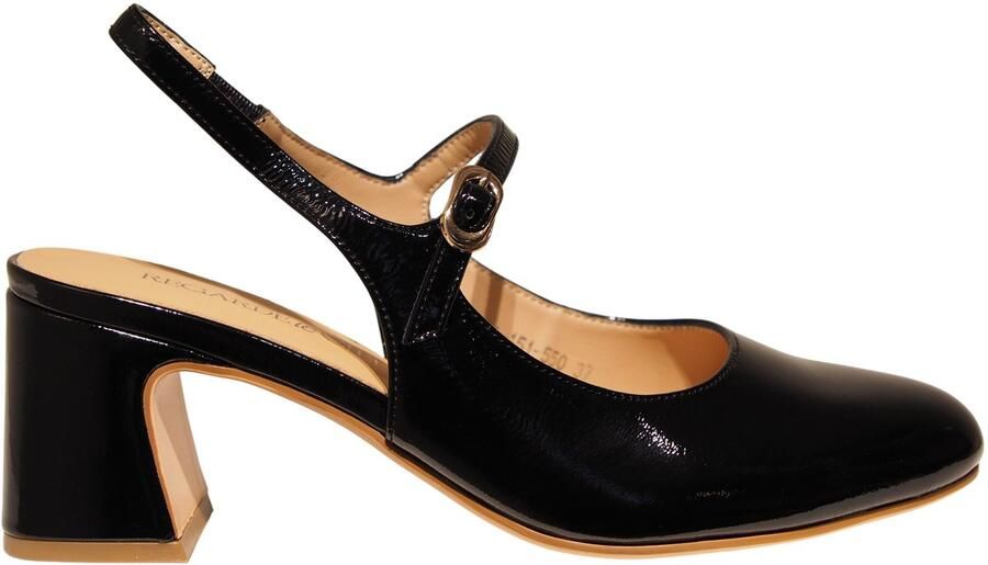 Regarde le Ciel zwarte lakleren dames slingbacks