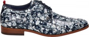 Rehab Footwear Fred Brood Crc | Blauw witte nette schoenen