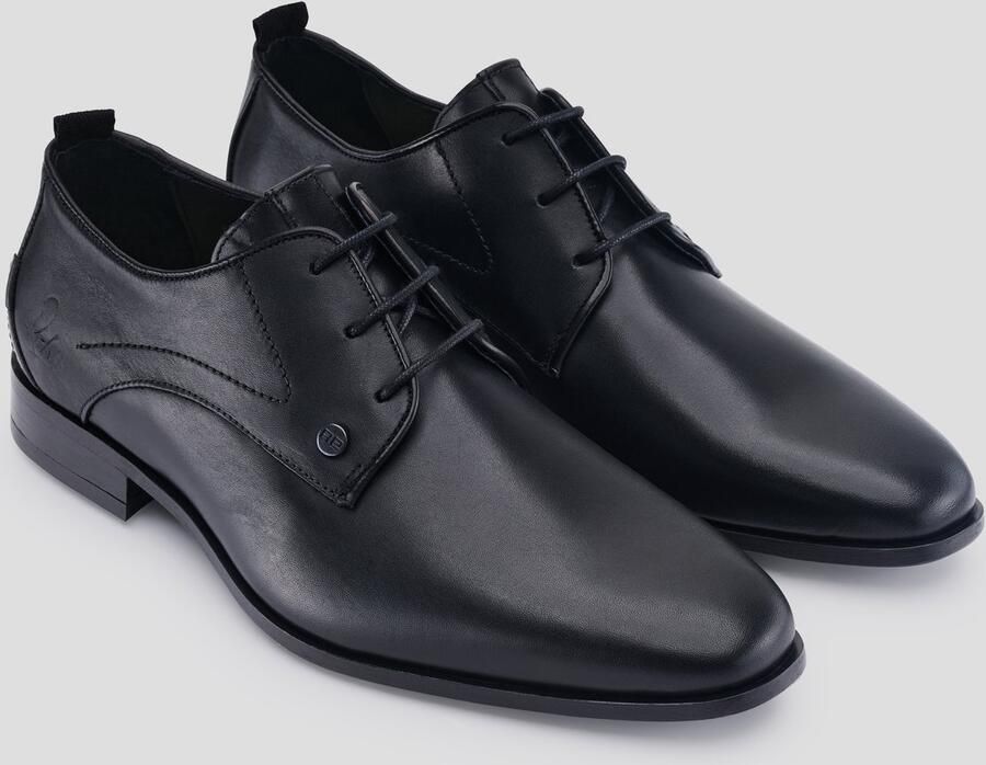Rehab Heren nette veterschoen Greg Leather Artikel 306172.1200 Zwart leer