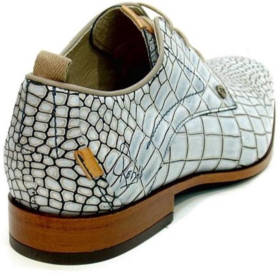Rehab Heren nette veterschoen Trouwschoenen Greg Croco Wit combi