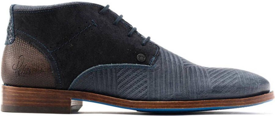 Rehab Footwear Salvador Zig Zag | Halfhoge donkerblauwe nette schoenen