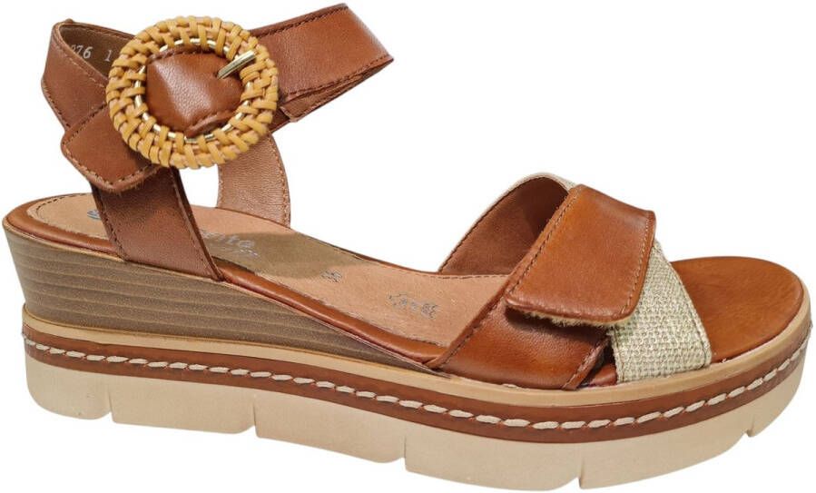 Remonte Bruine Leren Dames Sandalen Bruin
