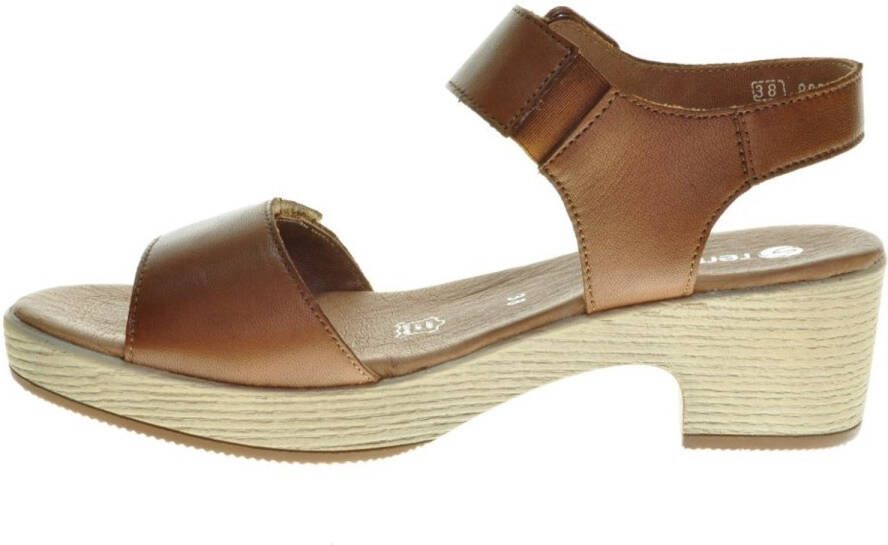 Remonte Cognac Sandalen Hak Houtlook