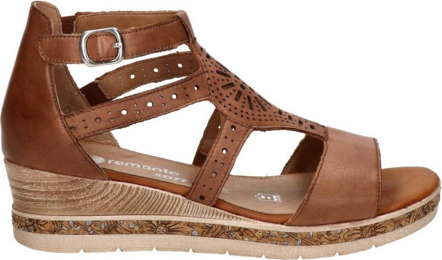 Remonte Sandaaltje met zacht gepolsterd leren voetbed Donkerbruin -  Schoenen.nl