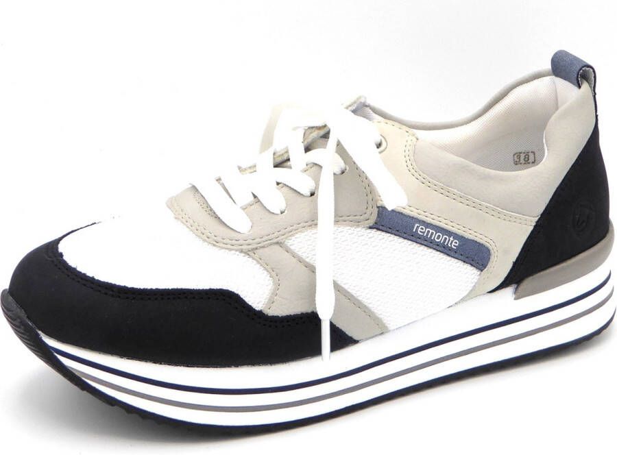 Remonte Sneaker van een mooie materialenmix Grijs Marine Wit