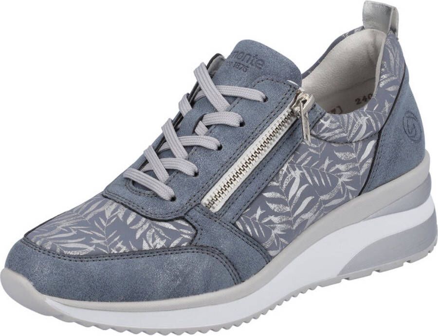 Remonte Blauwe Sneakers met Bladerenmotief voor Dames Blue Dames