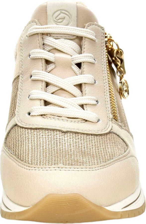 Remonte Beige Metallic Glitter Sneaker met Rits Beige Dames