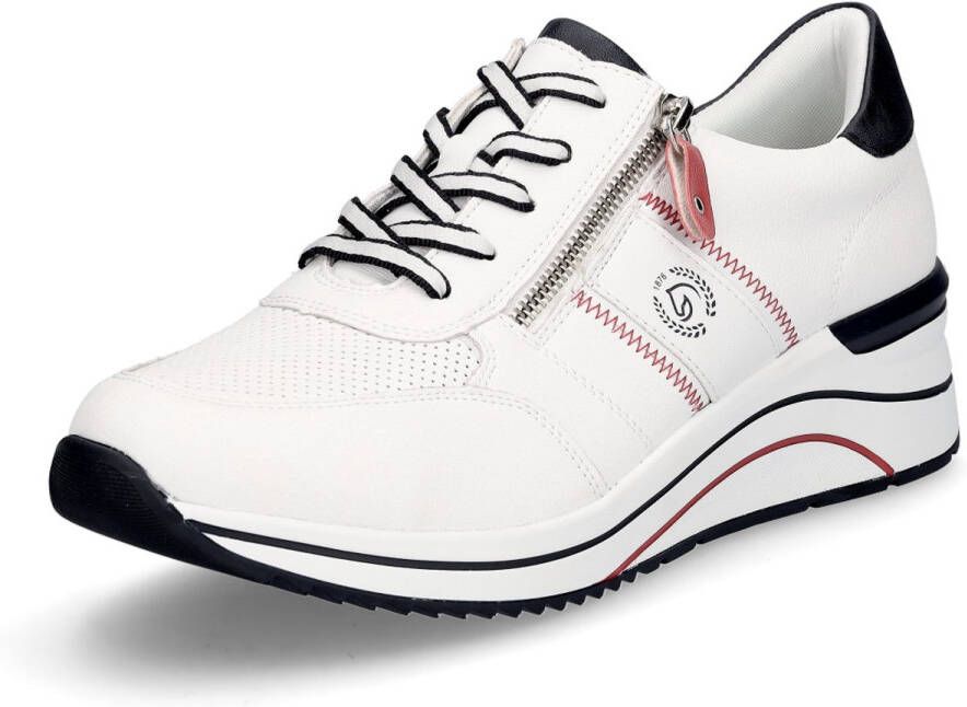 Remonte Sneakers met sleehak vrijetijdsschoen lage schoen veterschoen met metallic contrastaccenten