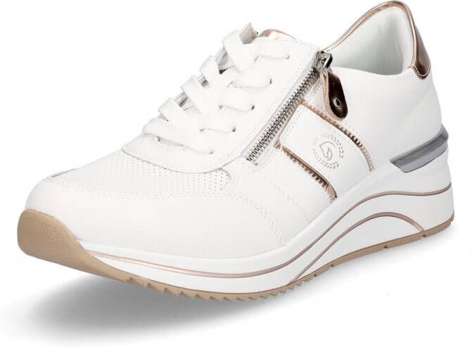 Remonte Sneakers met sleehak vrijetijdsschoen lage schoen veterschoen met metallic contrastaccenten