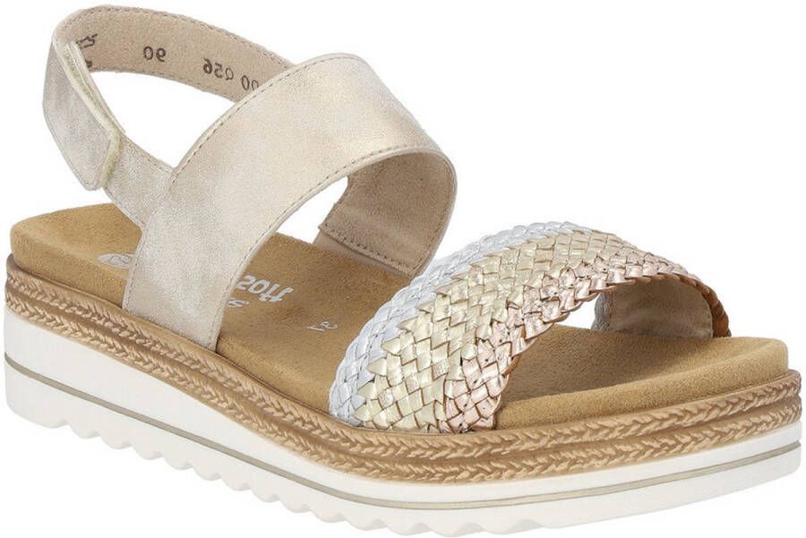Remonte Sleehaksandaaltjes ELLE-Collection zomerschoen sandaal sleehak met vlechtbandage in metallic-look