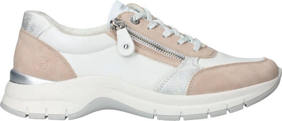 Remonte Comfortabele witte sneaker met beige en zilveren accenten Multicolor Dames