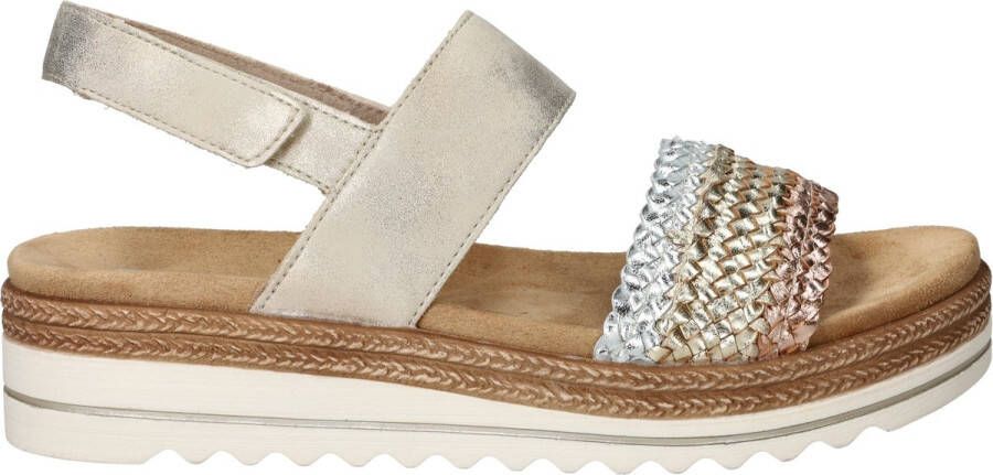 Remonte Sleehaksandaaltjes ELLE-Collection zomerschoen sandaal sleehak met vlechtbandage in metallic-look