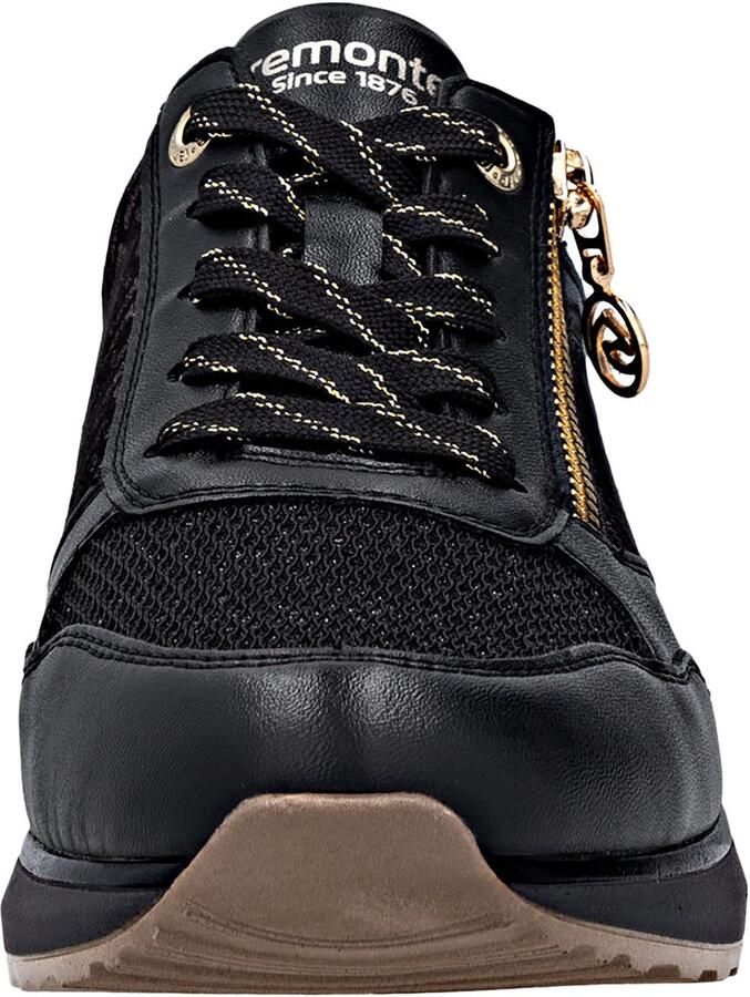 Remonte D1G08-07 Sneakers Zwart Met Goud Leer Dames Zwart