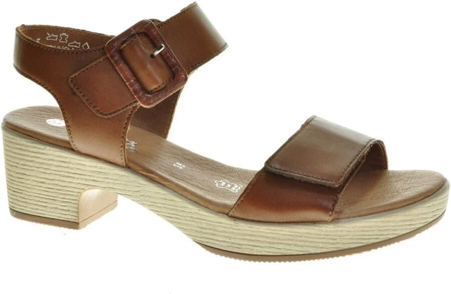 Remonte Cognac Sandalen Hak Houtlook