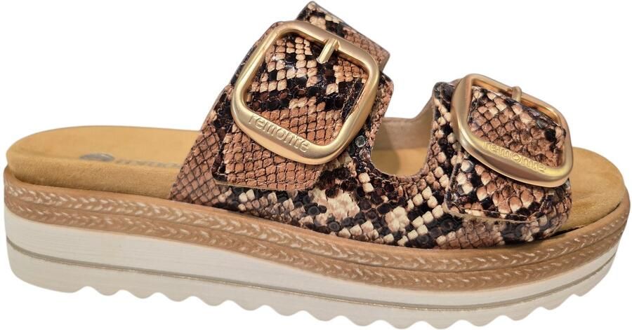 Remonte D0Q66-25 Slippers Slangenprint Bruin Leer Dames Bruin Slangenprint