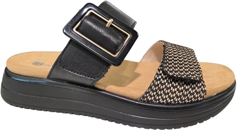 Remonte D1J61-03 Slippers Zwart Leer Dames Zwart