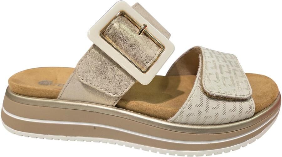 Remonte D1J61-90 Slippers Beige met Goud Leer Dames Beige Goud