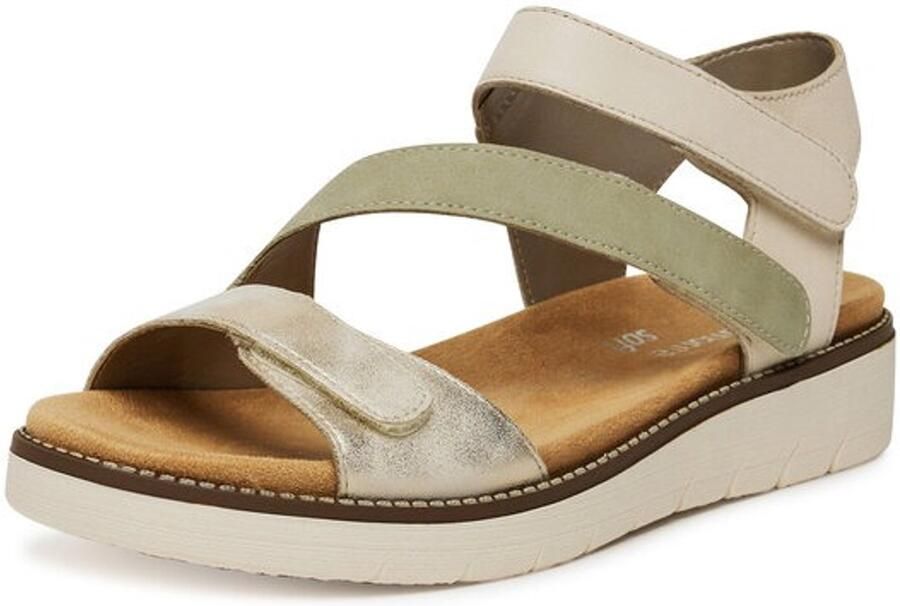 Remonte D2050-62 Sandalen Uitneembare zool klittenband beige zilver groen